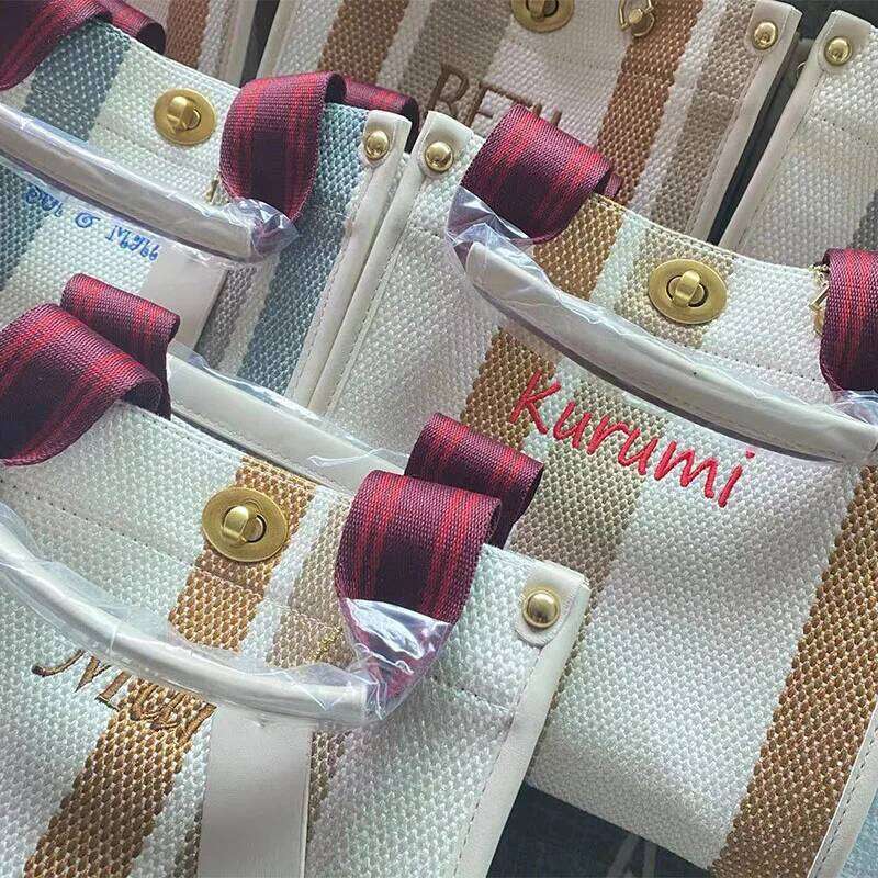 Women's small crossbody bag canvas vertical stripe casual shoulder bag multifunctional