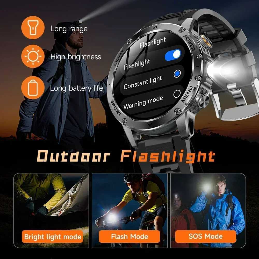 New For HUAWEI 1000mAh Large Capacity Battery Smart Watch Men Outdoor Flashlight BT Call Waterproof Sport Fitness Smartwatches X250726