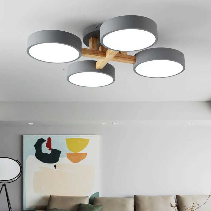 Nordic Style Personalized Macaron Ins Chandelier Bedroom Ceiling Decoration Lamp Modern Minimalist Wood Art Living Room LED Lamp XJ250725