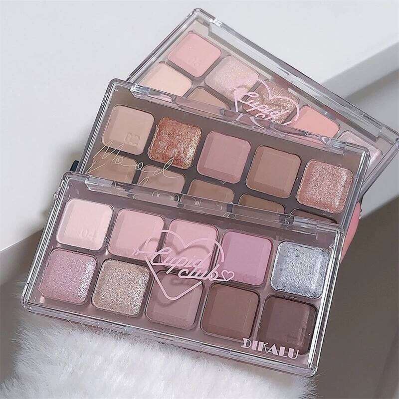 Korean Eyeshadow Palette 10Colors Matte Grey Pink Long Lasting Glitter Shadow Brown Earthy Color Eye Makeup Plate