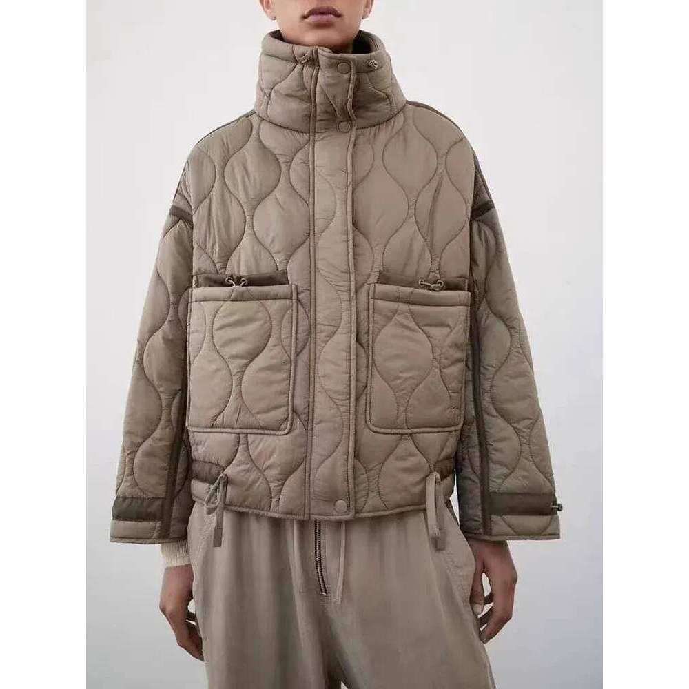 hoodie Women's New Fashion Warm Cotton Fall and Winter Standing Collar Long Sleeve Front Zipper with Buttons Vintage Jacket jacket