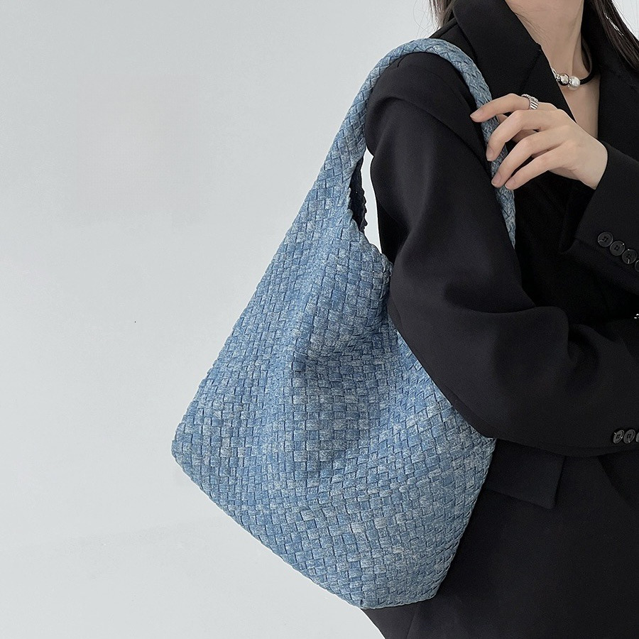 Snowflake Denim Large Capacity Women's Woven Bag Free Shipping Designer Luxury Shoulder Bag Tie Dye Handbag New Casual Shopping Bag
