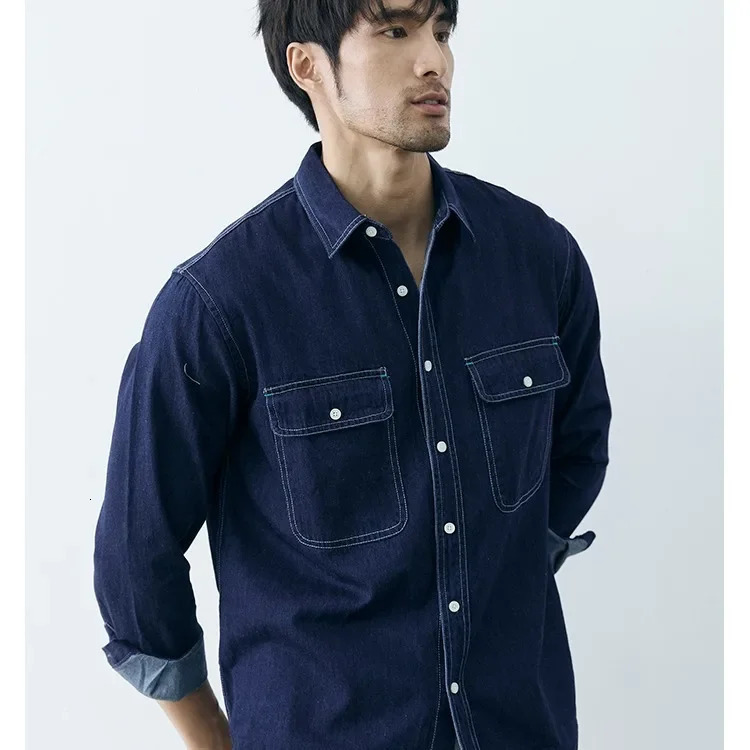 Casual Denim Shirt Mens Outerwear Long Sleeve Autumn Winter Fashion Versatile Korean Style Male Top Quality Sensation 250725