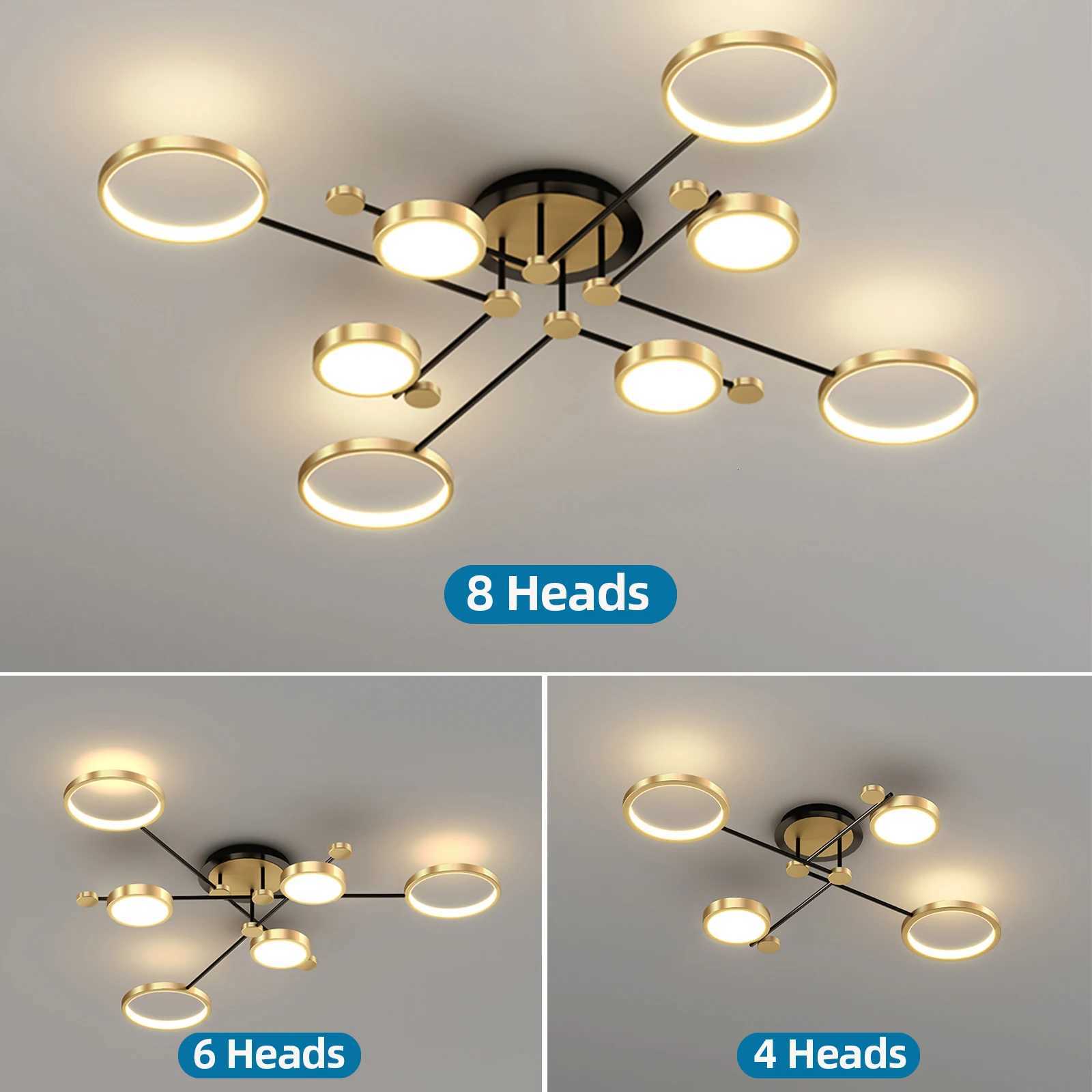Modern LED Chandelier Lighting For Living Room Bedroom New Lamp Gold Frame Aluminum Dropshipping Indoor Fixture Light Chandeliers XJ250725