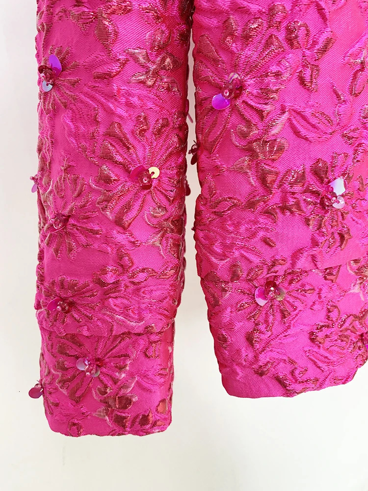 HIGH STREET est 2025 F/W Tops Womens Jacquard Beaded Loose Hooded Hoodie 250725