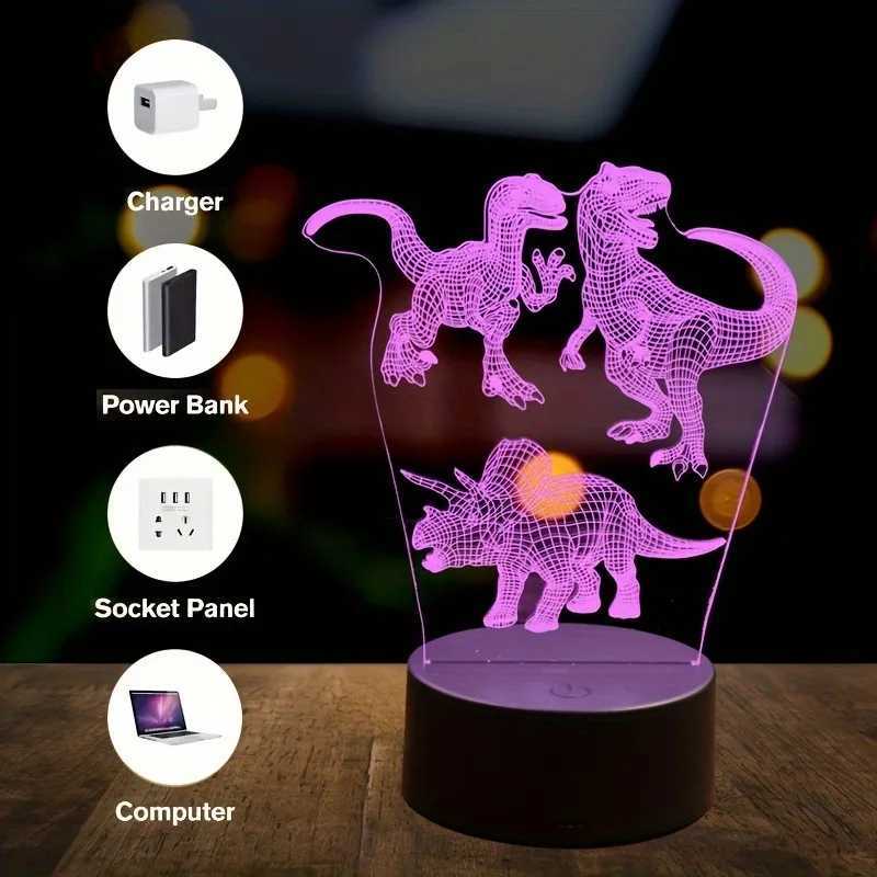 1pc Retro Dinosaur 3D Night Light USB Interface Table Light Holiday Atmosphere Decorative Lamp Holiday Gift for Friends XJ250725