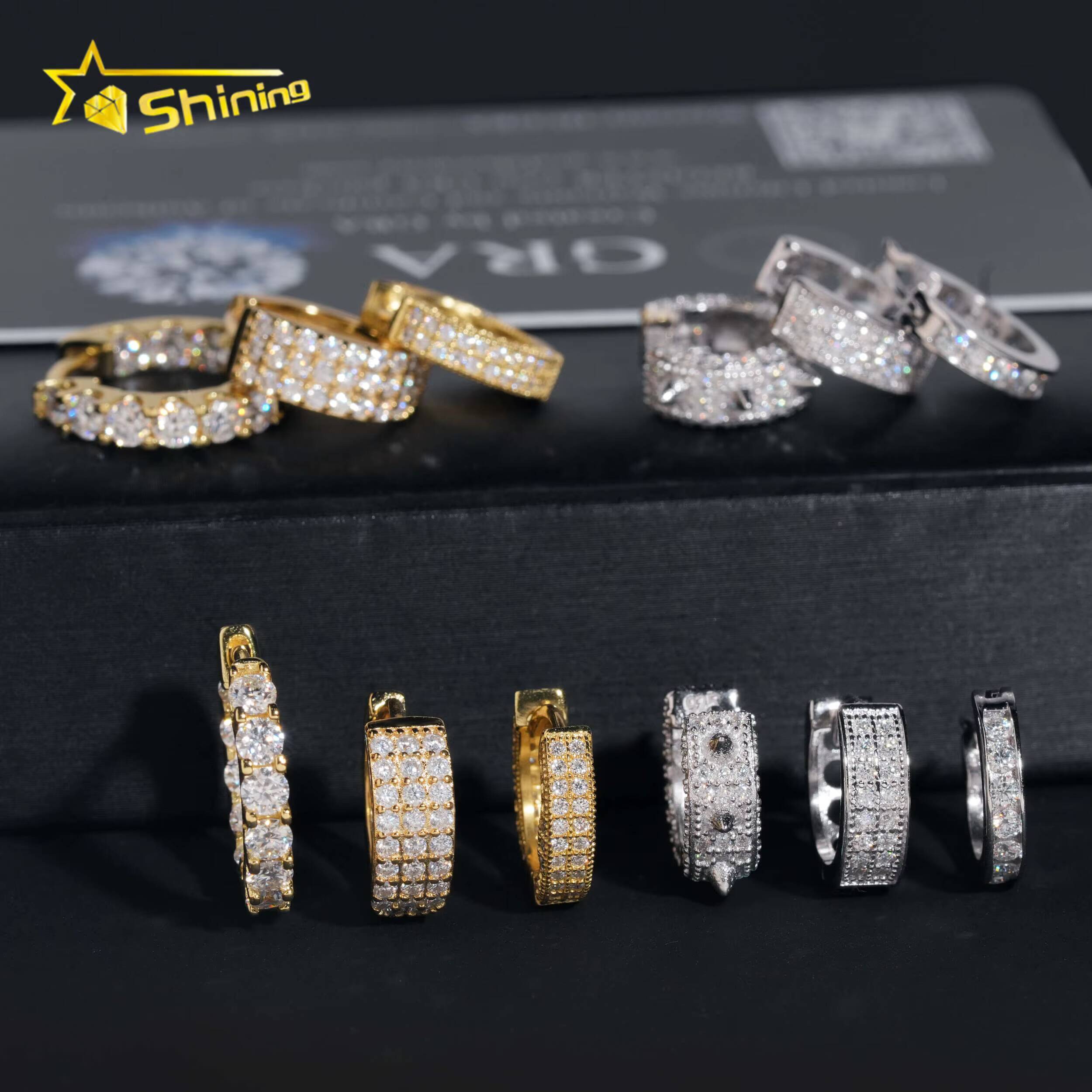 Fast Shipping Fashion Jewelry Silver 925 Earrings High Quality Iced Out Moissanite Earrings Custom Hoop Stud Earrings for Women