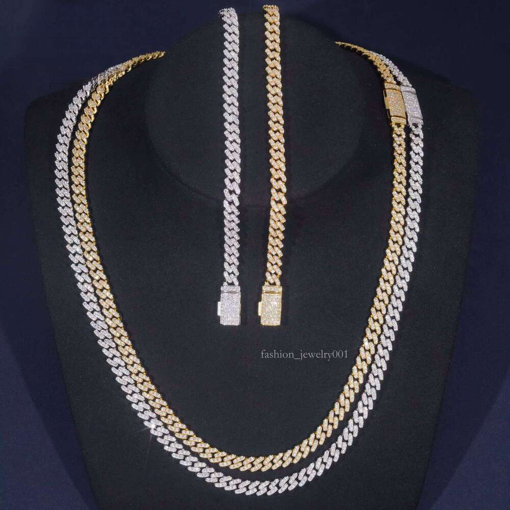 6mm Dia Custom Iced Out Cuban Link Chain Sterling Sier Moissanite Hip Hop Jewelry Necklace Bracelet