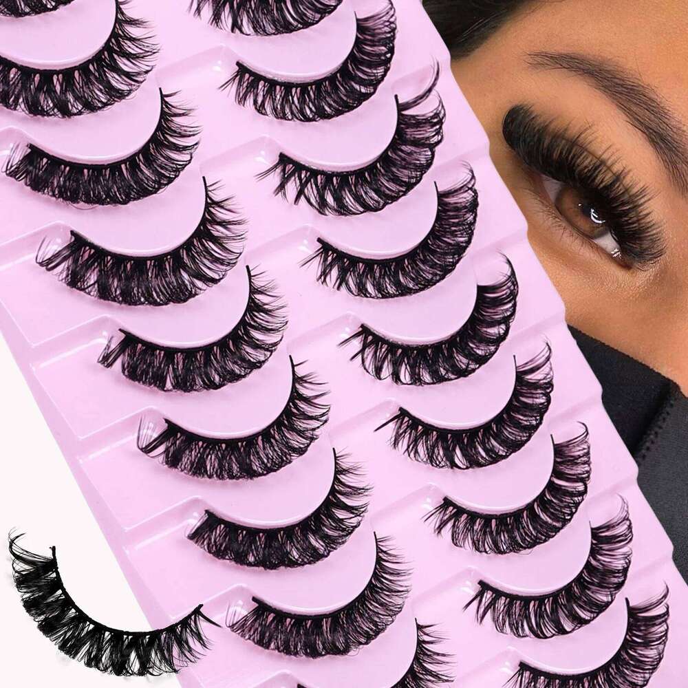 10 Pairs Russian Strip Lashes Fluffy Volume False Eyelashes D Curl Dramatic Cat eye lashes Make Up X250725