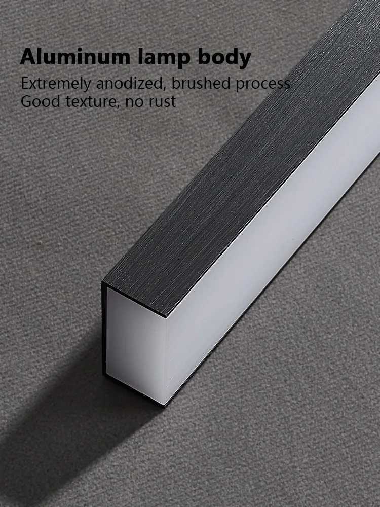 Minimalist Linear Pendant Lights LED Modern Chandelier Dining Room Island Light Restaurant Cafe Bar Office Hanging Lamps Black XJ250725