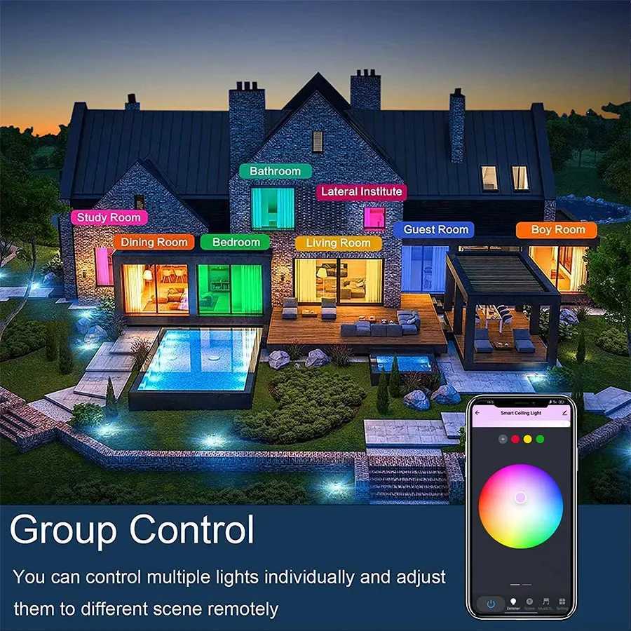 Tuya Smart WiFi Ceiling Light 24220V RGB Circular Ambient Lamp APP Control Work with Alexa Google Home for Bedroom Home Decor XJ250725
