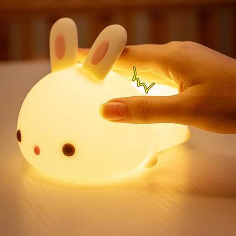 16 Colors USB Rechargeable Silicone Bunny Night Light with Touch Sensor RGB LED for Children Baby Toy Festival Gift XJ250725
