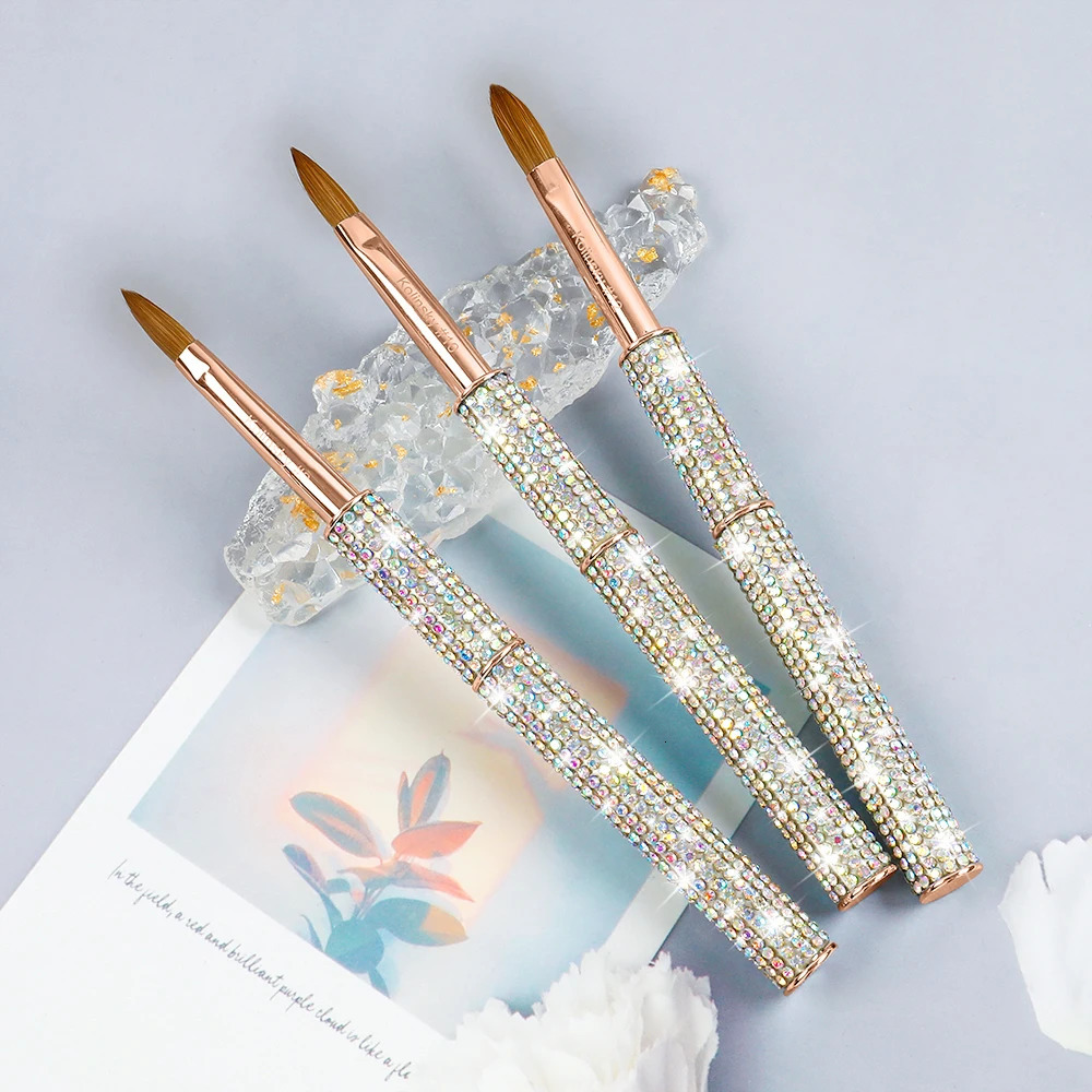 Nail Kolinsky Brush Acrylic Powder Nail Brush Size#8-#12 Rose Gold Diamond Acrylic Kolinsky Brush Acrylic Nails Brush 250716