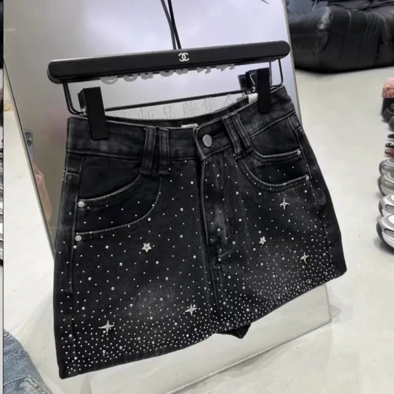 Starry Denim Skirt for Women 2024 Summer Retro Slimming aLine Sheath 250725