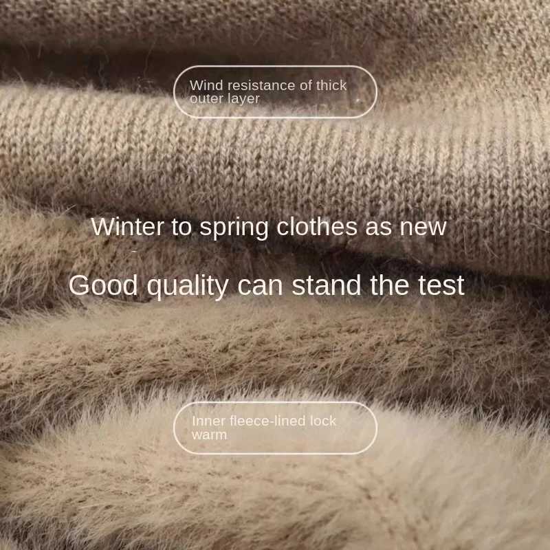 Autumn Winter Mens Turtleneck Sweater Knitted Velvet Warm Long Sleeve Pullover Outdoor Cold-proof Casual Blouse Base Sweater Z250725