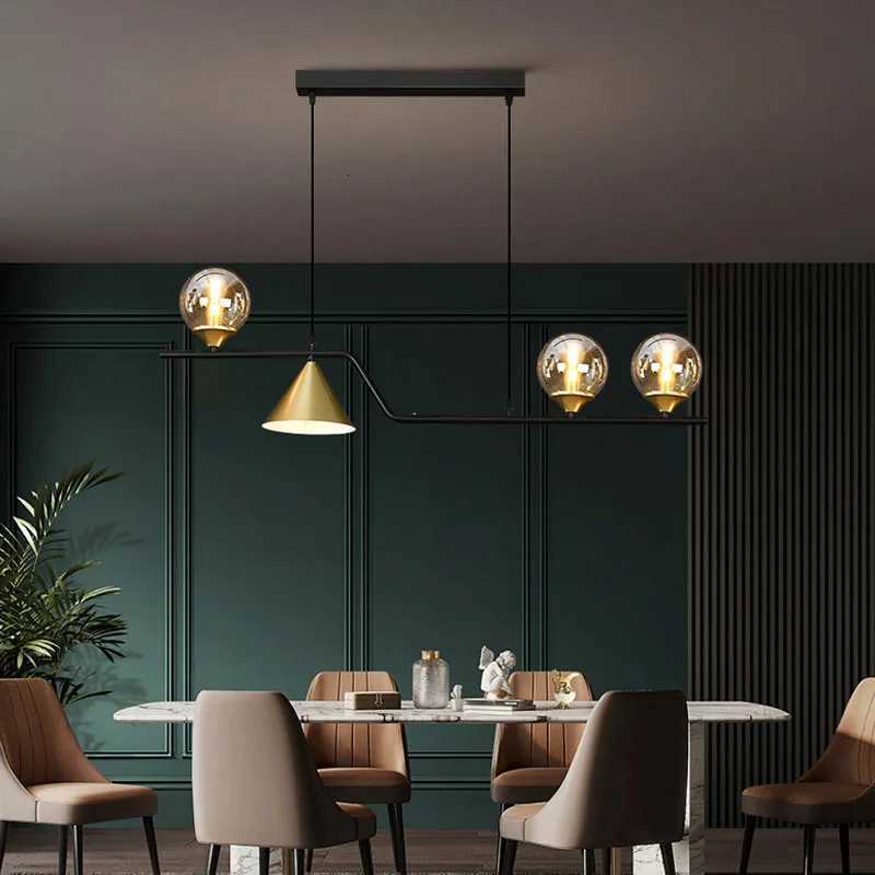 Nordic Black LED Chandelier for Living Room Kitchen Modern Home Indoor Ceiling Lighting Fixtures Glass Ball E14 Hanging Lamps XJ250725