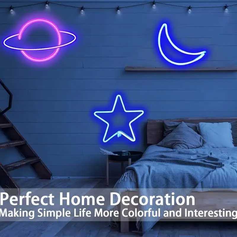 Neon Signs Star Moon Earth Planet LED Neon Light for Party Birthday Wedding Children Room Wall Decoration Accessory Table LampXJ250725