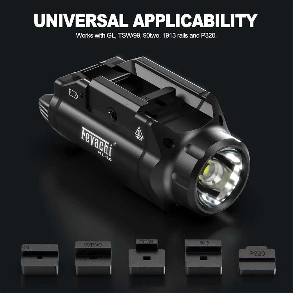 1500 Lumen Feyachi HL-20 Pistol Light Upgraded LED Weapon Light Compact Rail Mounted Handgun Tactical Flashlight W250722