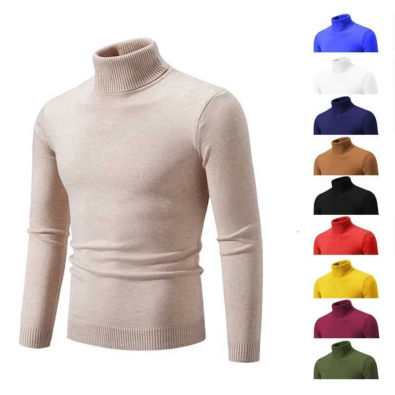 Mens High Neck Sweater Pullover Knitted Warm Casual Turtleneck Sweatwear Mens Tops Z250725