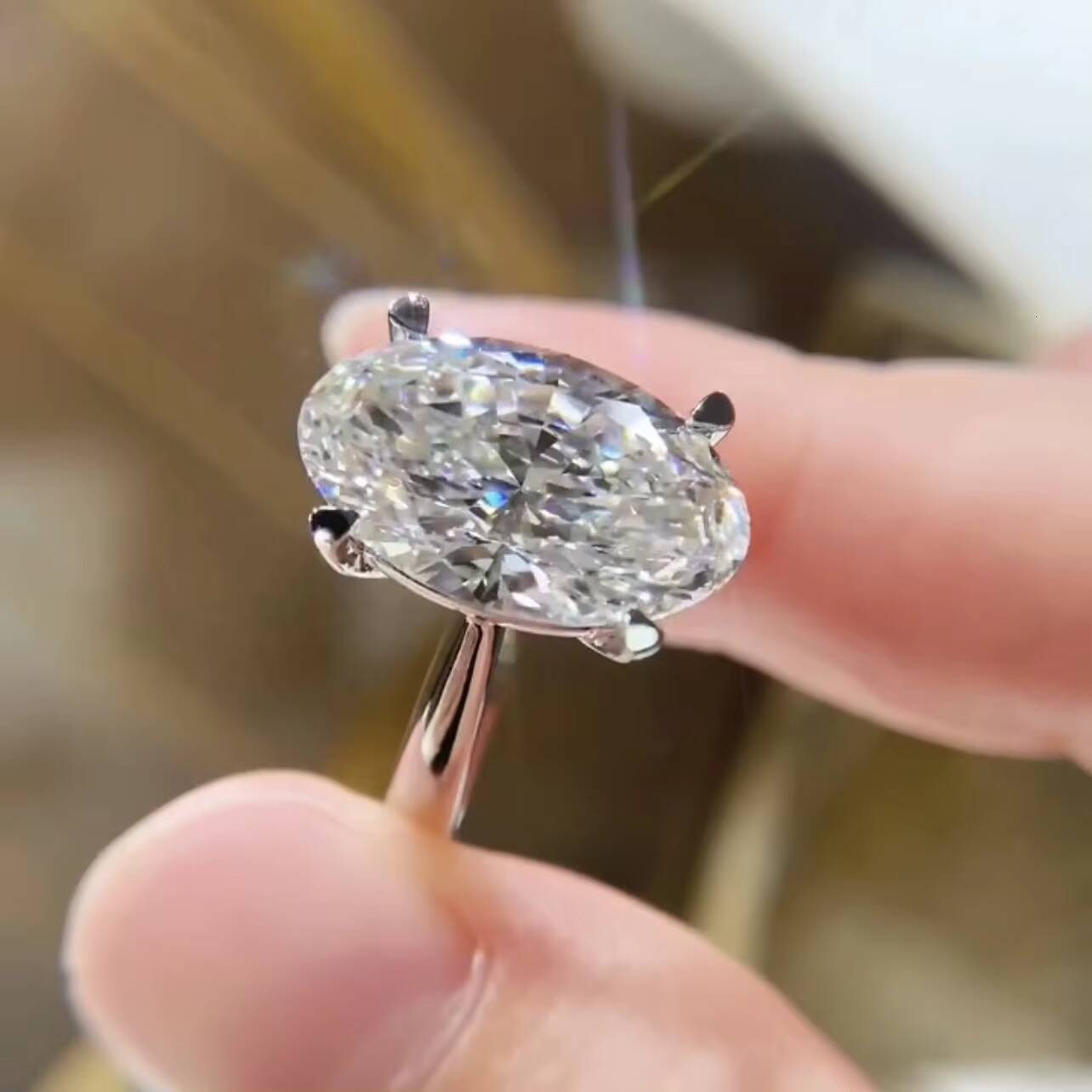 Solitaire Ring 10K 14K 18K White Gold Oval Cut IGI Report Lab Diamond CVD Diamond Ring for Women