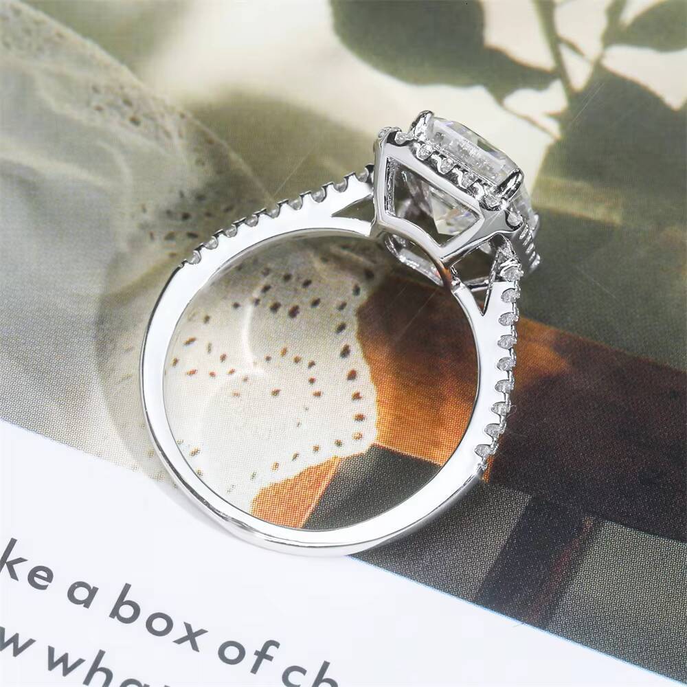 Wholesale Price S925 9K 14K 18K Gold Halo Ring Emerald VVS Moissanite Engagement Women Jewelry Silver 925 Ring