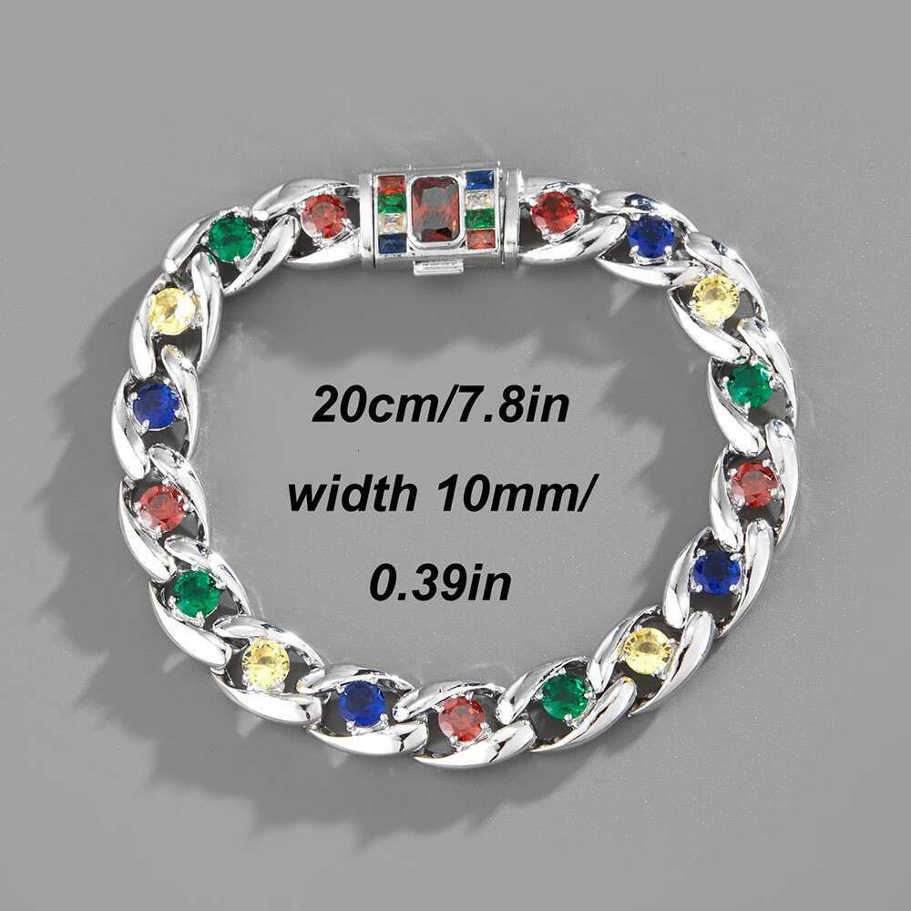 Hip-Hop Cool Full Dia Trendy Punk Motorcycle Accessories Unisex Inlaid Zircon Cuban Chain