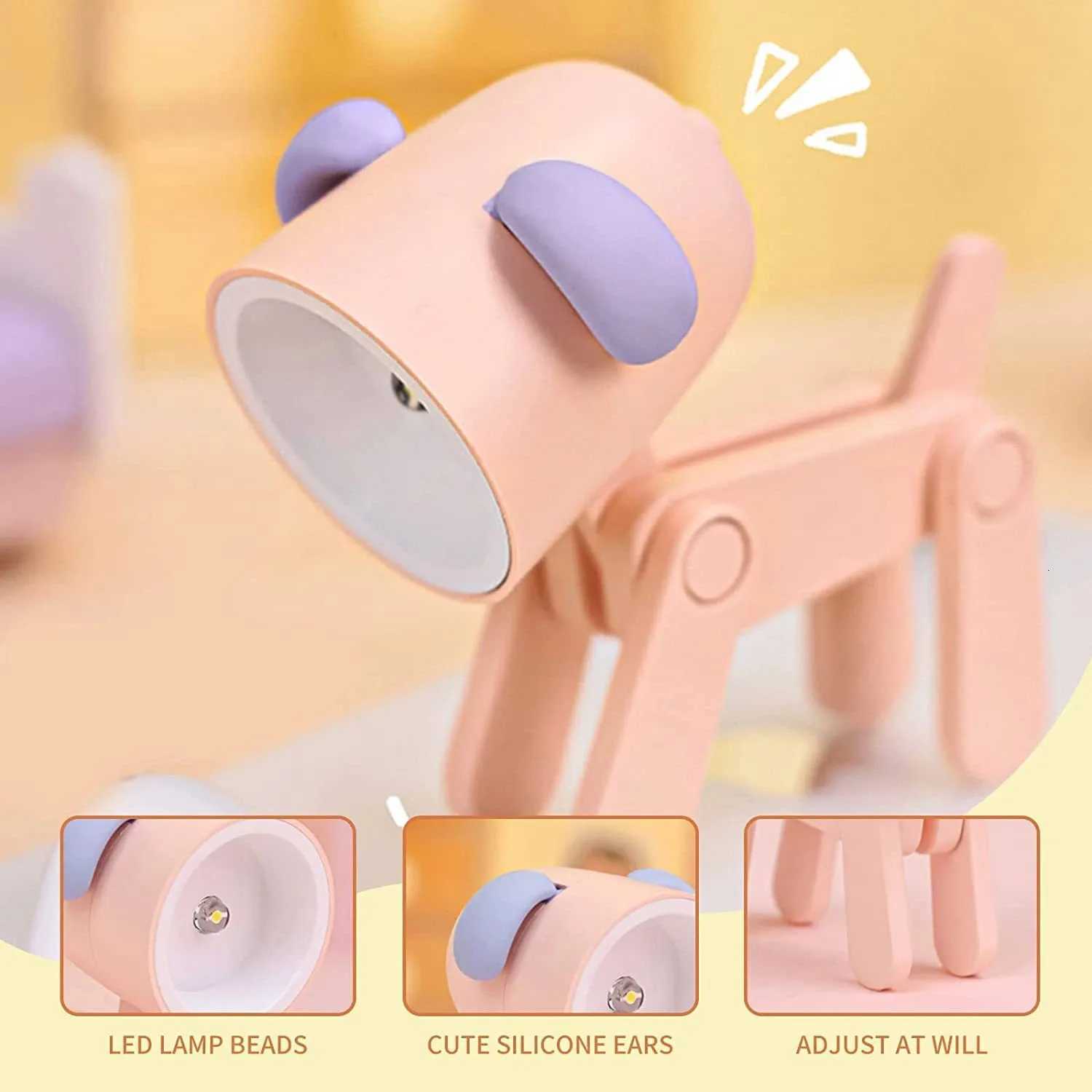 LED Night Light Mini Folding Desk Lamp Cute Pet Lights Dog Deer Portable Night Light for Student Living Room Decor Gift XJ250725