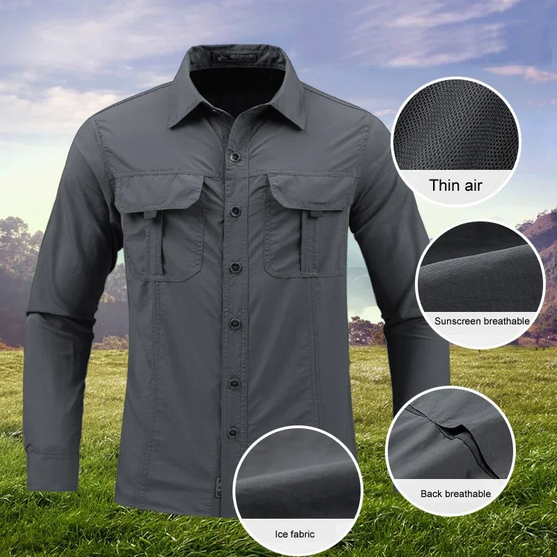 Lightweight Breathable shirt tactical multifunctional outdoor long sleeved work breathable sports sun protection 250717