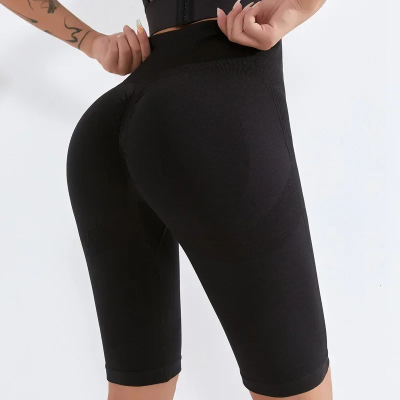 Sports High Waist Shorts Seamless Fitness Yoga Elastic Slim Gym Trainning Leggings Hip Liftting Knit 250725