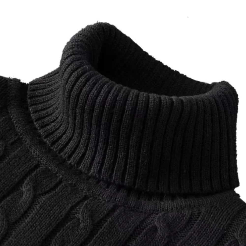 New Mens Turtleneck Sweater Solid Color High Neck Pullover Knitted Sweaters Casual Elastic Sweatwear Mens Fall Winter Z250725