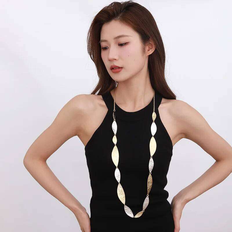 Kaseakia Irregular Geometric Alloy Statement Women's Long Necklace Sweater Chain Fashion Jewelry Accessories