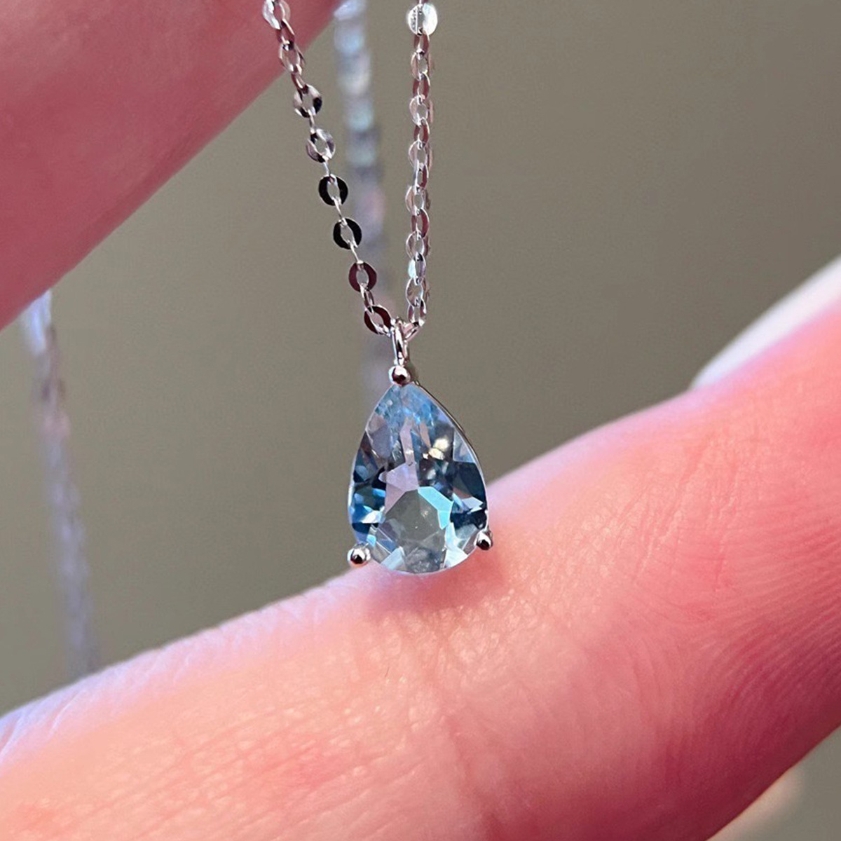 2025 Choucong Brand Water Drop Pendant Luxury Jewelry Genuine 100% 925 Sterling Silver Pear Cut Sky Blue Zircon CZ Diamond Sweet Cute Clavicle Necklac