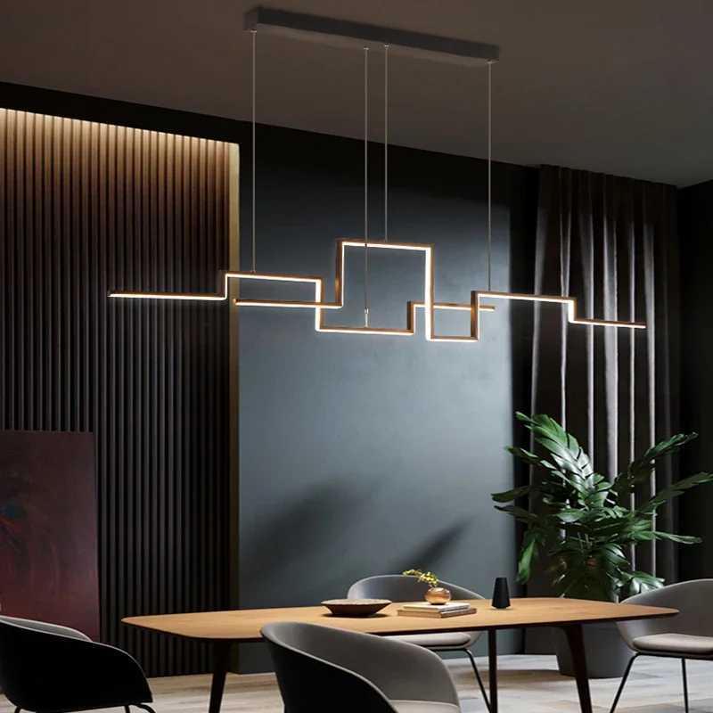 Nordic Geometry Chandeliers Minimalist Black Lighting Living Dining Room Decor Hanging Lamp Restaurant Kitchen Island Bar FixtureXJ250725