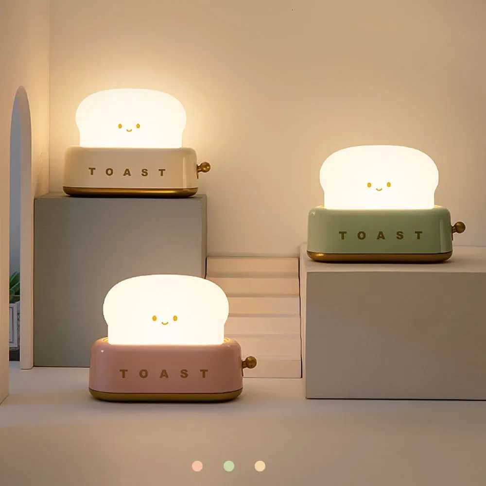 Toast Cartoon LED Night Light Cute Home Decor Kawaii Bread Table Lamps Night Breastfeeding Portable Light with Timer Tiny Lamp XJ250725