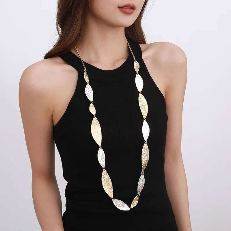 Kaseakia Irregular Geometric Alloy Statement Women's Long Necklace Sweater Chain Fashion Jewelry Accessories