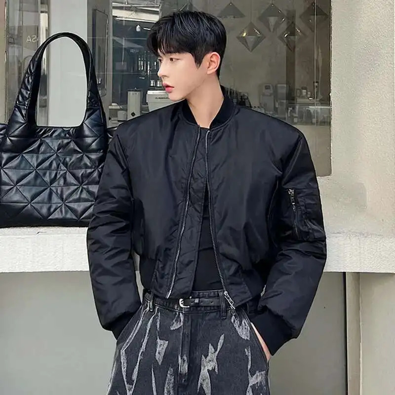 IEFB Spring Army Green Versatile Short Thickened Men Padded Jacket Korean Fashion Male Cotton Coat Solid Color 9A6317 250725