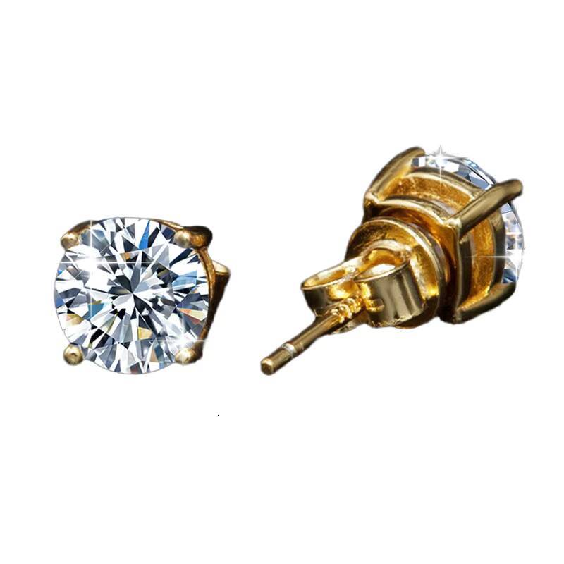 Niche Classic Four-Prong Genuine Moissanite Stud Earrings for Women High-End S925 Sterling Silver with Gold Plating Wholesale