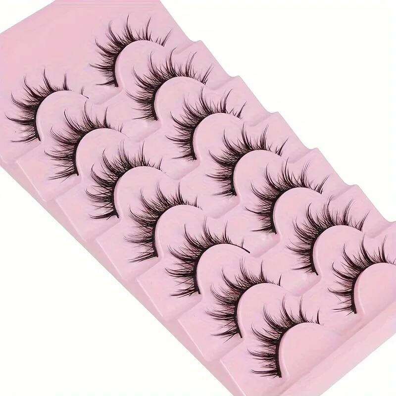7 Pairs Manga Lashes Natural Look, 3D Volume, Wispy, Fluffy, Spiky, Anime & Cosplay Eyelashes - Pack X250725