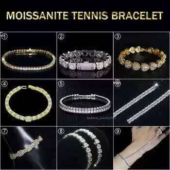 Factory Wholesale Iced Out VVS Moissanite Dia Real Solid Tennis Chain Bracelet 6mm 7mm 8mm 9mm Custom 10K 14K Gold