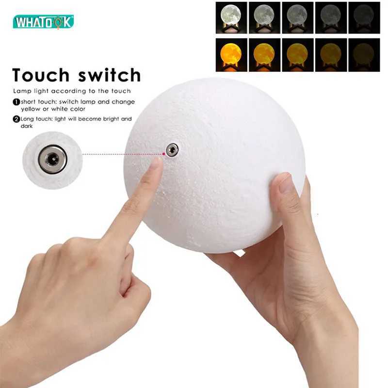 3D Print Moon Lamp Rechargeable Color Change 3D Light Touch Moon Lamp Childrens Night Light LED Night Light for Home 2024 XJ250725