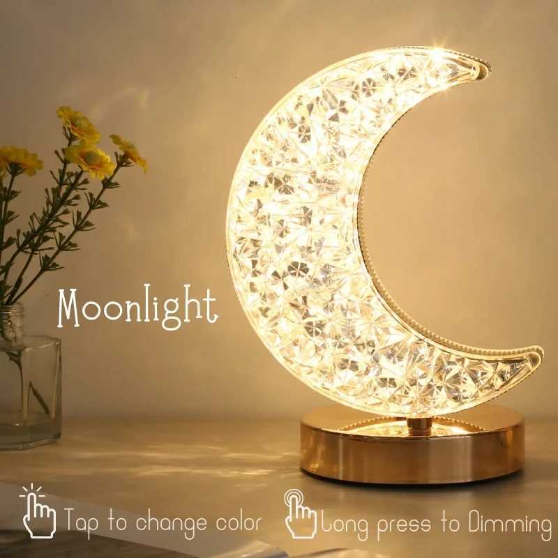 3D Moon Lamp with Crystal Touch Dimming Night Light for Girls Room Home Decor Aesthetics USB Bedside LED Ambient Table XJ250725