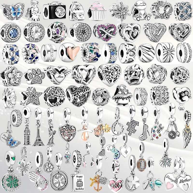 Sparking Silvery Family Heart Clip Charm Beads Fit Original Snake Bracelet Necklace Beads For DIY Jewelry Women Jewelry Gift XJ250726