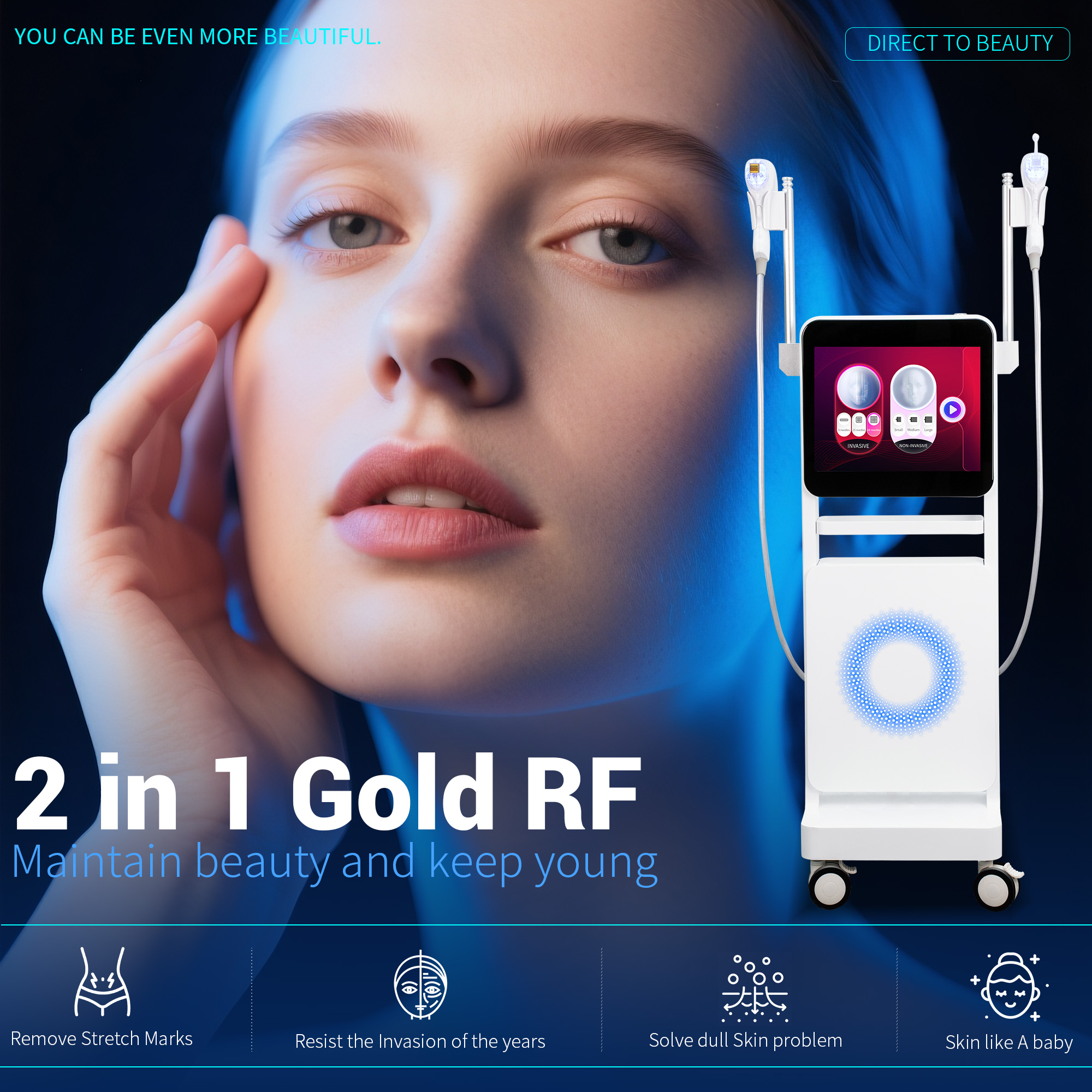 Professional RF Fractional Microneedle Device for Acne Scars Stretch Marks and Skin Repair
