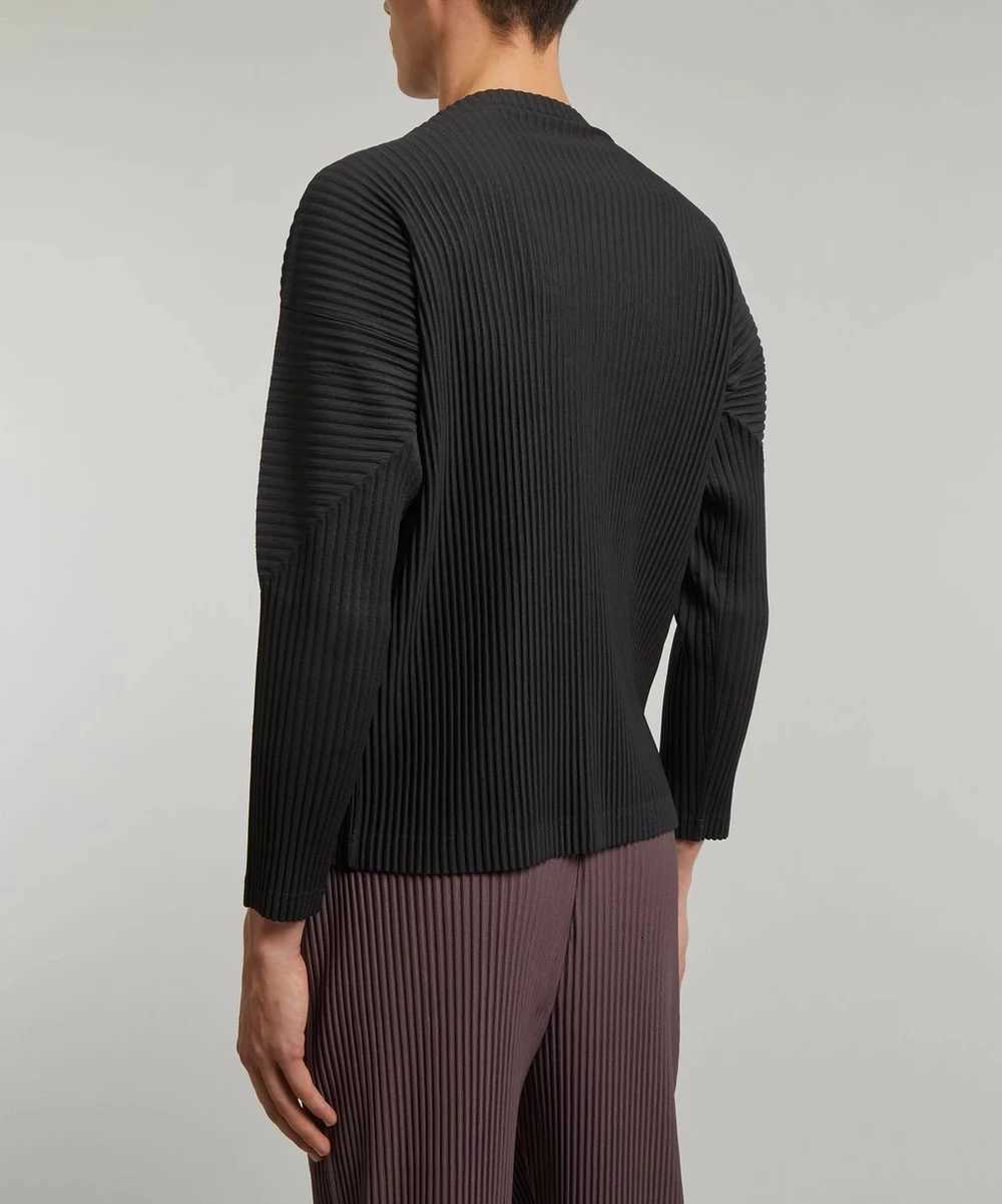 Miyake Pleated Man Long Sleeve T-Shirt Fashion Classic Black Turtleneck Top Z250725