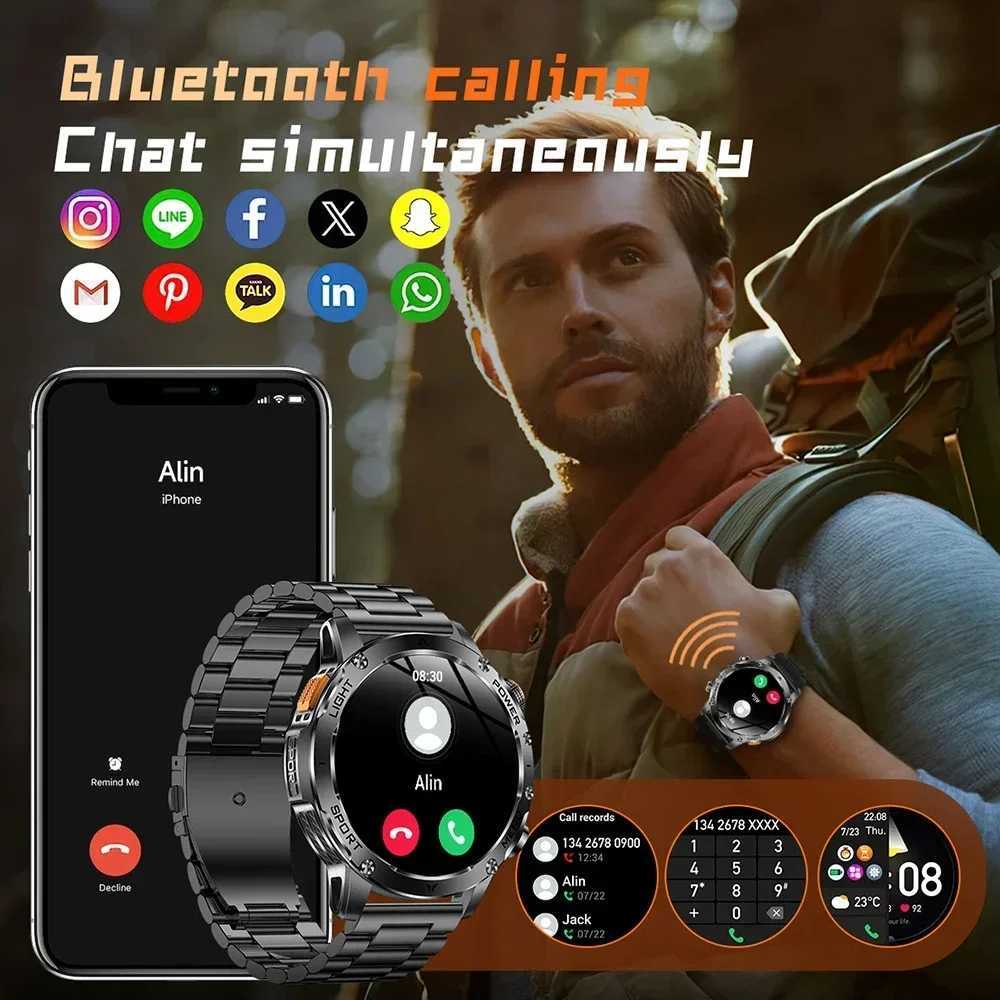 New For HUAWEI 1000mAh Large Capacity Battery Smart Watch Men Outdoor Flashlight BT Call Waterproof Sport Fitness Smartwatches X250726