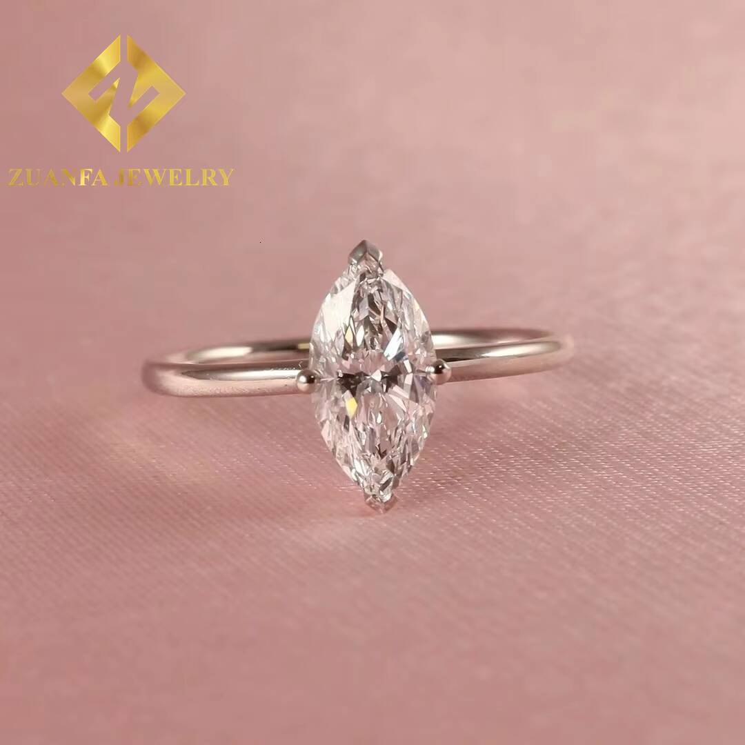 Fine Jewelry Custom AU585 AU750 Real Solid Yellow Gold Mossanite Wedding Solitaire Moissanite Engagement Ring Set for Women