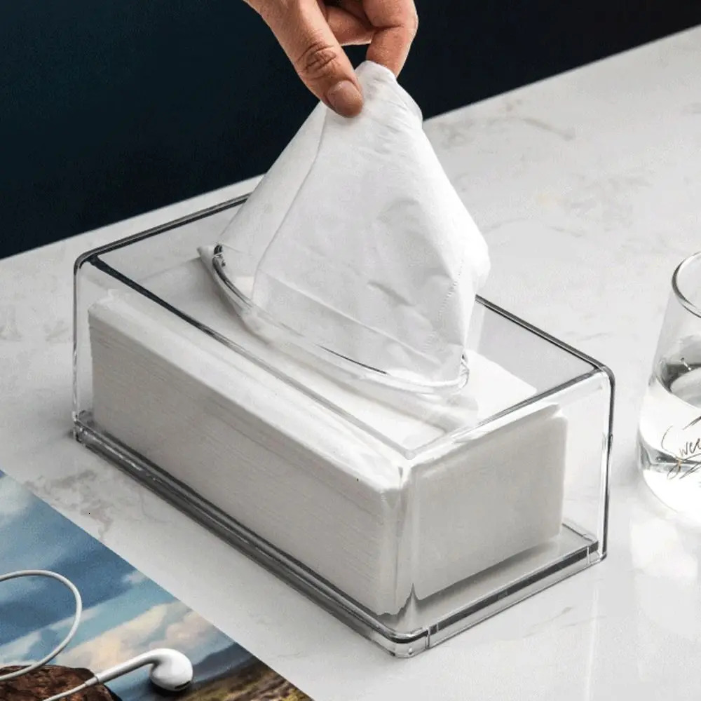 Acrylic Clear Tissue Box Cover Rectangular Napkin Dispenser Office Paper Holder 250725