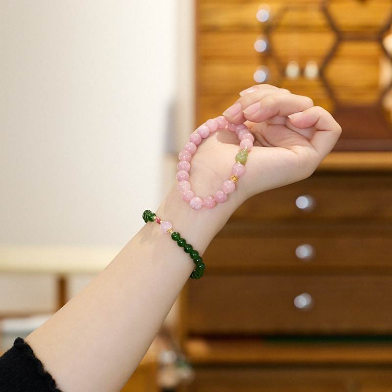 New Design New Chinese Style Stackable Bracelet Versatile Natural Chalcedony Beaded Wristwear for Women