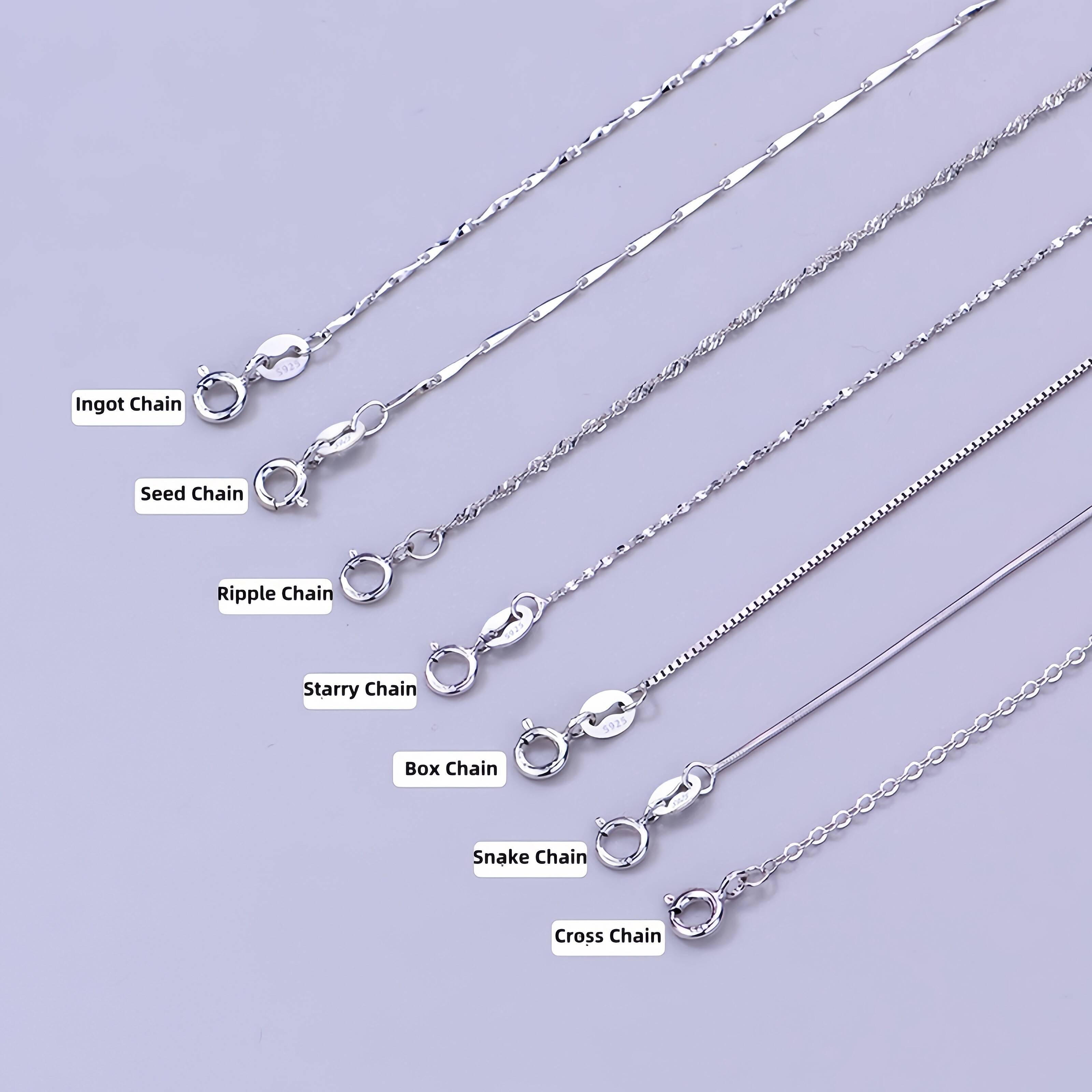 Gold Plated Sterling Silver 925 Jewelry Chains Platinum Rose Gold Inogt Seed Ripple Starry Box Snake Cross Chain Necklace