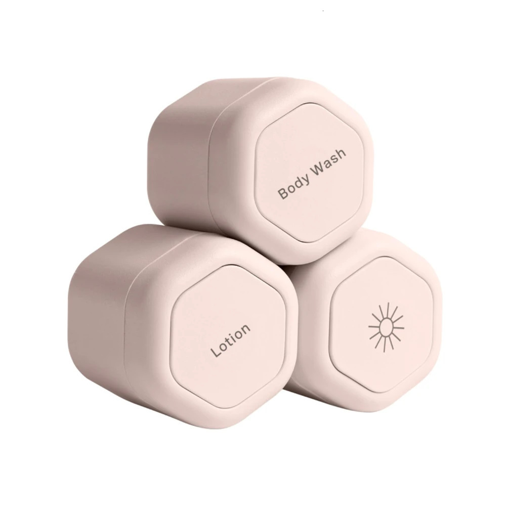 3 Pcs Set Refillable Magnetic Travel Capsules Pink Plastic Empty Makeup Jar Pot for Face Cream Lotion Cosmetic Container 250725